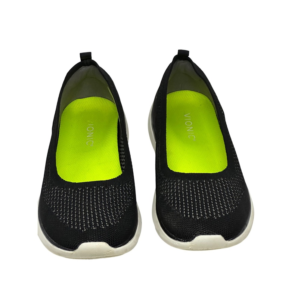 Vionic Kallie Walking‎ Shoes Black Mesh Knit Orthotic Slip On Sneakers Size 7.5